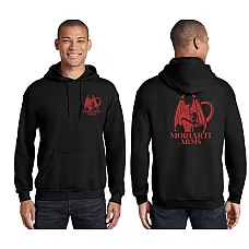 Moriarti Arms Heavy Blend Hooded Sweatshirt – Black, Red Logo Limited Edition