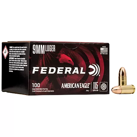 FED AM EAGLE 9MM 115GR FMJ 100/500