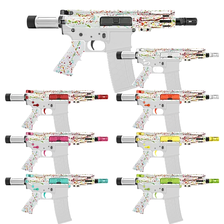 AR-15 300 BLK 5'' PISTOL KIT - BILLET UPPER / 4'' HANDGUARD / CERAKOTE SPLATTER - CHOOSE COLOR