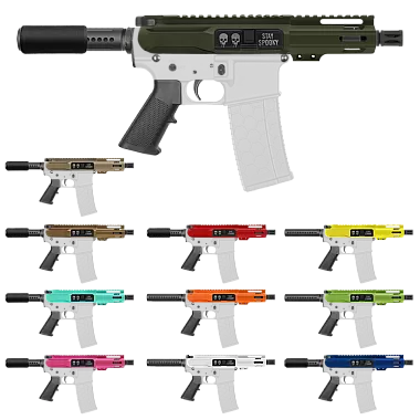 AR-15 5.56 NATO 5   STAY SPOOKY PISTOL KIT - BILLET SLICK UPPER WITH 4   HANDGUARD- COLOR SET UPPER OPTION
