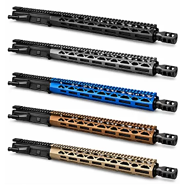Moriarti .458 SOCOM 16-inch upper assembly with 15-inch diamond-cut M-LOK handguard and Tanker muzzle brake.