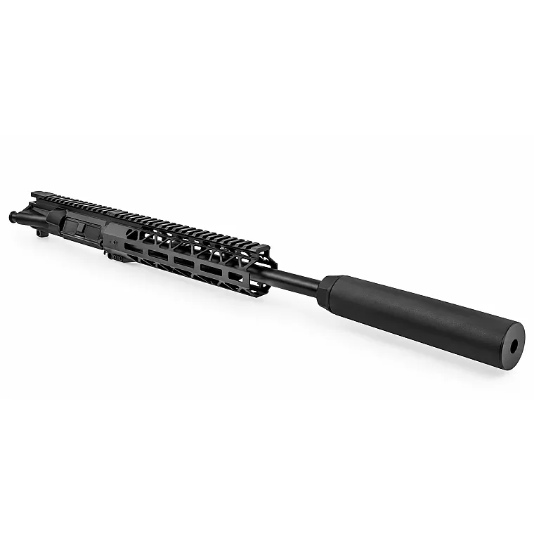 Moriarti 13.9-inch 5.56 NATO upper assembly with pencil-profile barrel, 12-inch black M-LOK handguard and 7-inch fake suppressor