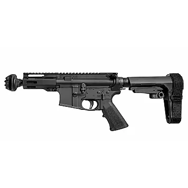 Moriarti MA-15 5-inch Cookie Series semi-automatic pistol with Strike Industries Cookie Cutter muzzle device and SBA3 adjustable brace