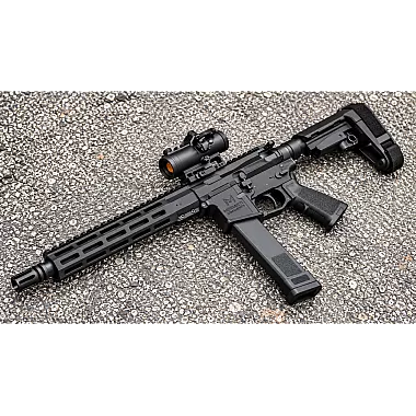 Moriarti MA-9 11 inch 9MM Suppressor Ready LRBHO pistol with SBA5 brace and slim 10 inch M-LOK handguard