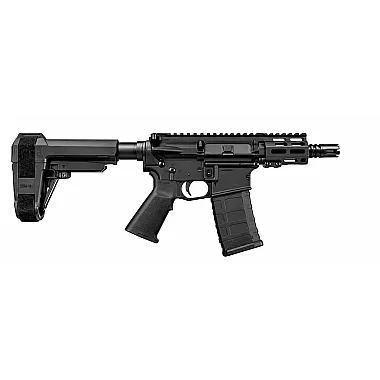 Moriarti MA-15 5-inch Micro ARP pistol with black SBA5 brace, Magpul grip and 4-inch M-LOK handguard