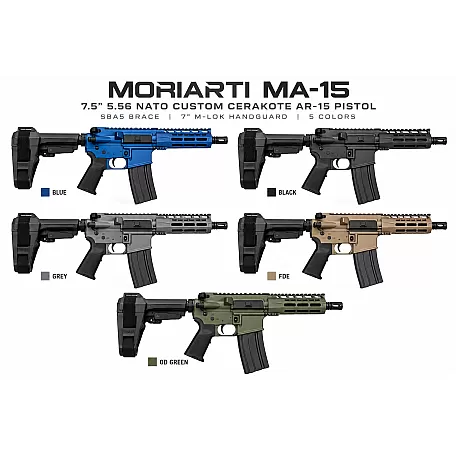 Moriarti MA-15 7.5″ 5.56 NATO Custom Cerakote AR-15 Pistol – SBA5 | Colors