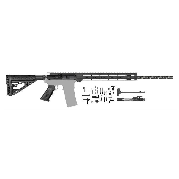 AR-15 5.56/.223 Wylde 24 inch Spiral Fluted Nitride Rifle Kit, 15 inch M-LOK, Adaptive Stock