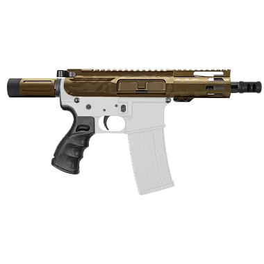 AR-15 300 BLACKOUT 5" PISTOL KIT - SIDE CUT BILLET UPPER WITH 4" HANDGUARD - MICRO - CERAKOTE CAMO BURNT BRONZE