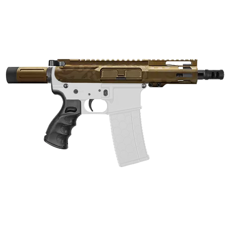 AR-15 300 BLACKOUT 5" PISTOL KIT - SIDE CUT BILLET UPPER WITH 4" HANDGUARD - MICRO - CERAKOTE CAMO BURNT BRONZE