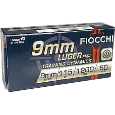 Fiocchi Training Dynamics 9mm Luger 115 gr Full Metal Jacket - 50Rd - 762344001623